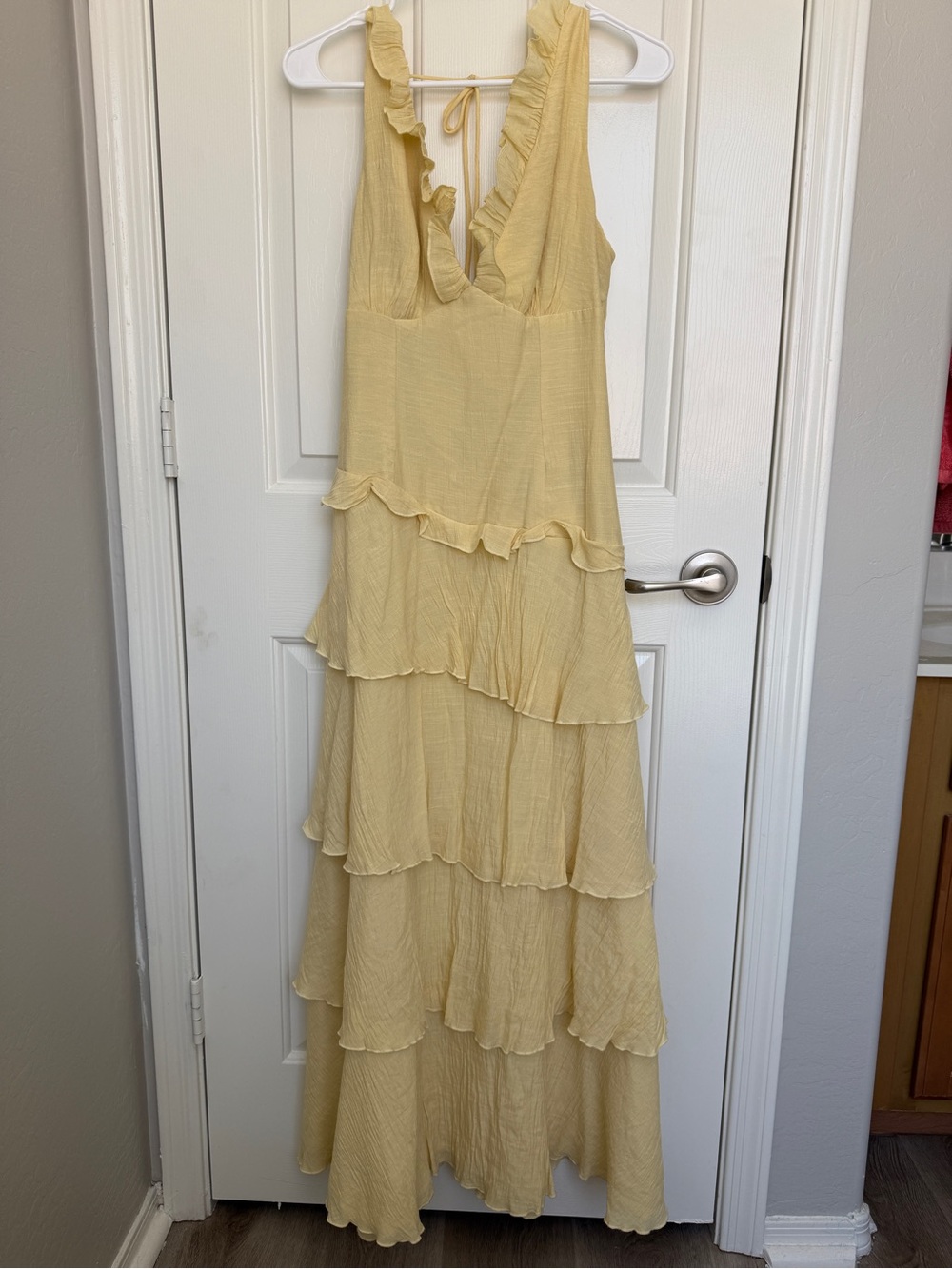 Selfie Leslie Pale Yellow Ruffle Tiered Maxi Dress